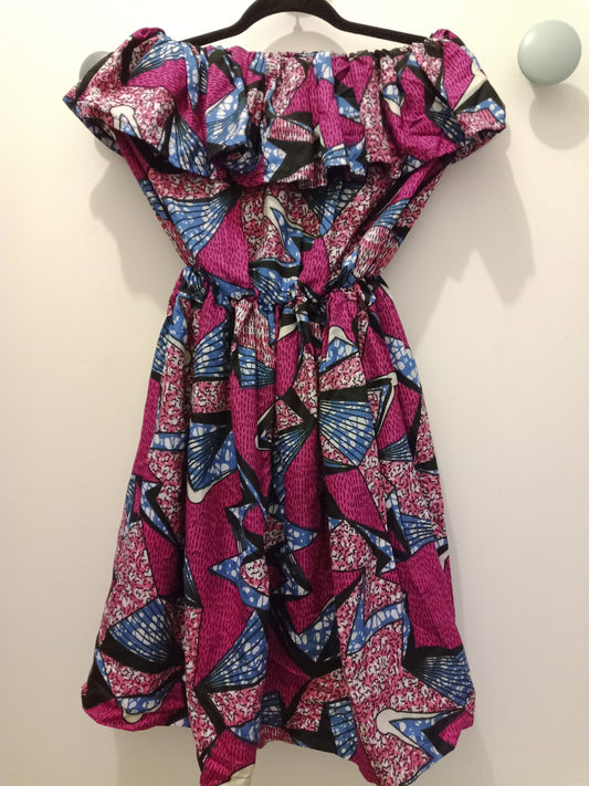 Robe Tunique en Wax Col Bardot ''Manale''